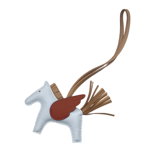 HERMES BAG CHARM RODEO PEGASUS PM BLUE BRUME CHAI CUIVRE AGNEAU MILO U 90279740