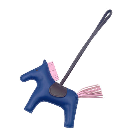 HERMES BAG CHARM RODEO MM BLEU SAPHIR MAUVE SYLVESTRE ROUGE SELLIER AGNEAU MILO U 90279743