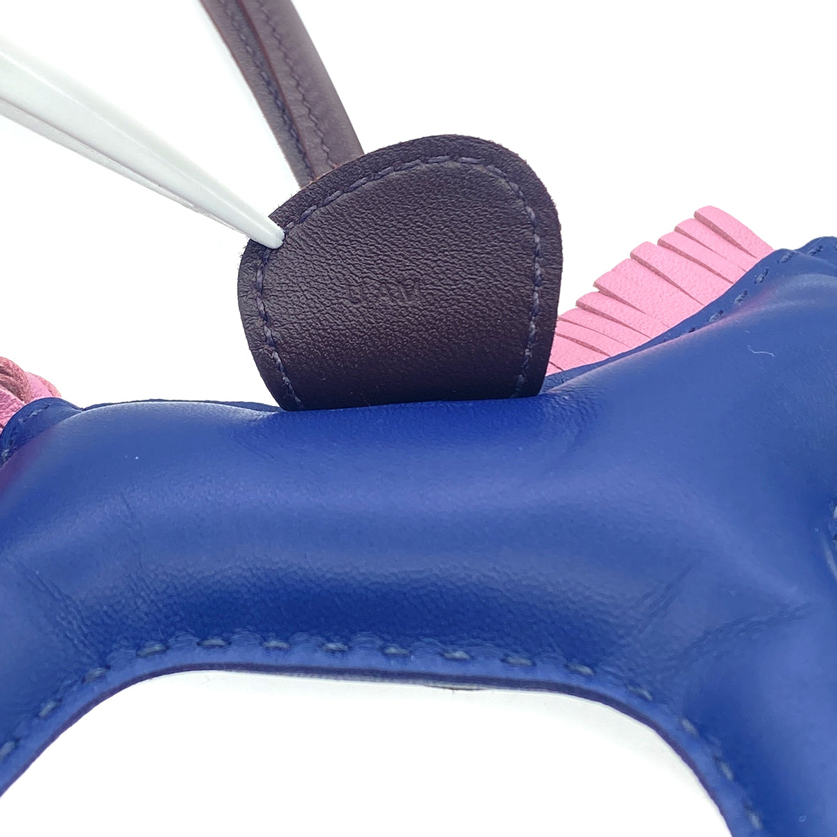 HERMES BAG CHARM RODEO MM BLEU SAPHIR MAUVE SYLVESTRE ROUGE SELLIER AGNEAU MILO U 90279743