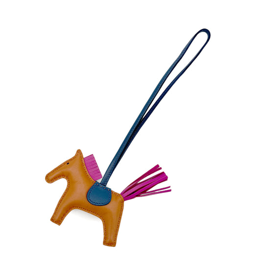 HERMES BAG CHARM RODEO PM FAUVE ROSE PURPLE BLUE DE MALTE AGNEAU MILO Z 90279745