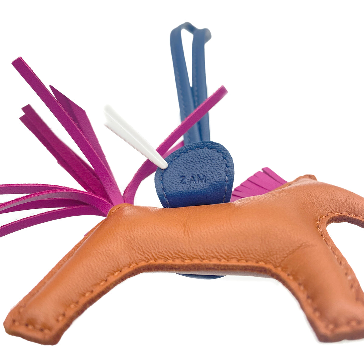 HERMES BAG CHARM RODEO PM FAUVE ROSE PURPLE BLUE DE MALTE AGNEAU MILO Z 90279745