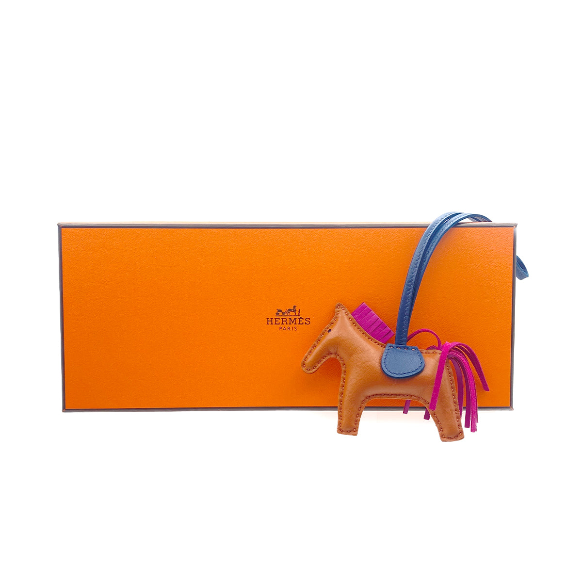 HERMES BAG CHARM RODEO PM FAUVE ROSE PURPLE BLUE DE MALTE AGNEAU MILO Z 90279745