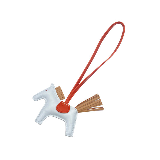 HERMES BAG CHARM RODEO PM BLEU BRUME CHAI CORNALINE AGNEAU MILO U 90279746