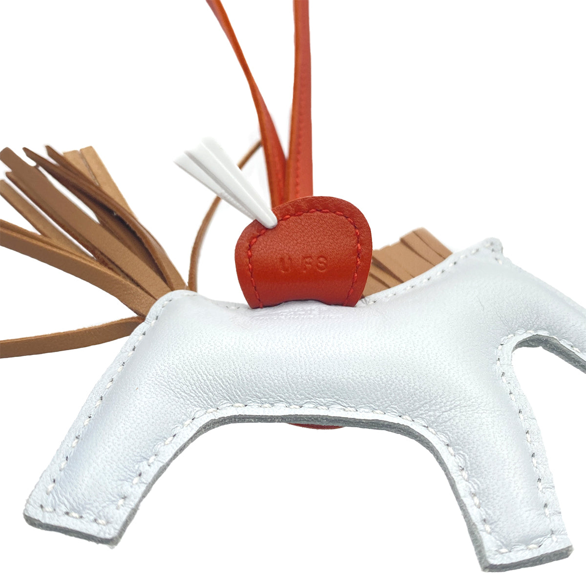 HERMES BAG CHARM RODEO PM BLEU BRUME CHAI CORNALINE AGNEAU MILO U 90279746