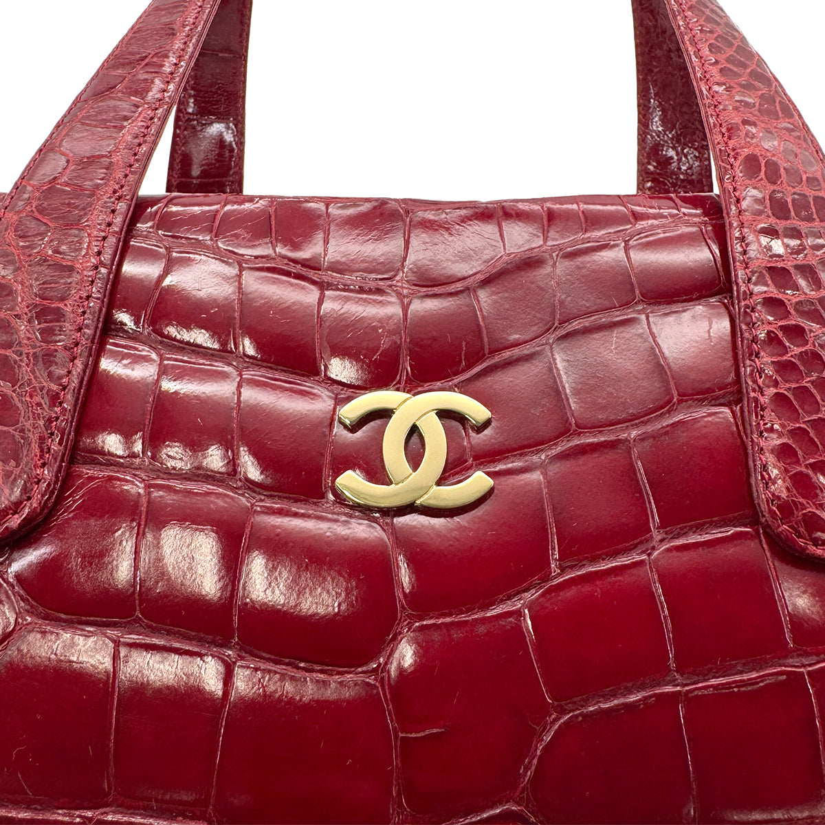 CHANEL VINTAGE HAND BAG RED CROCODILE 90279783