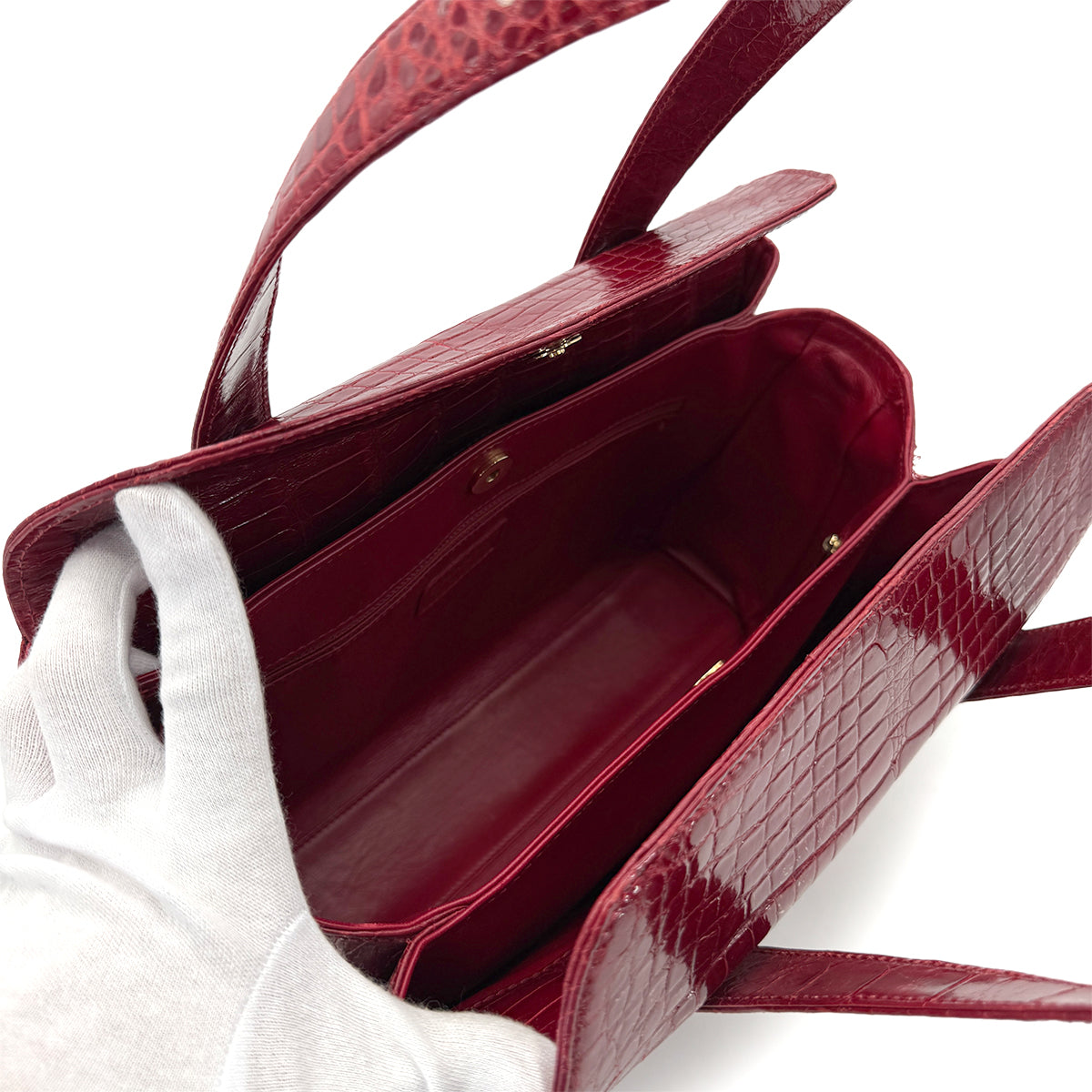 CHANEL VINTAGE HAND BAG RED CROCODILE 90279783