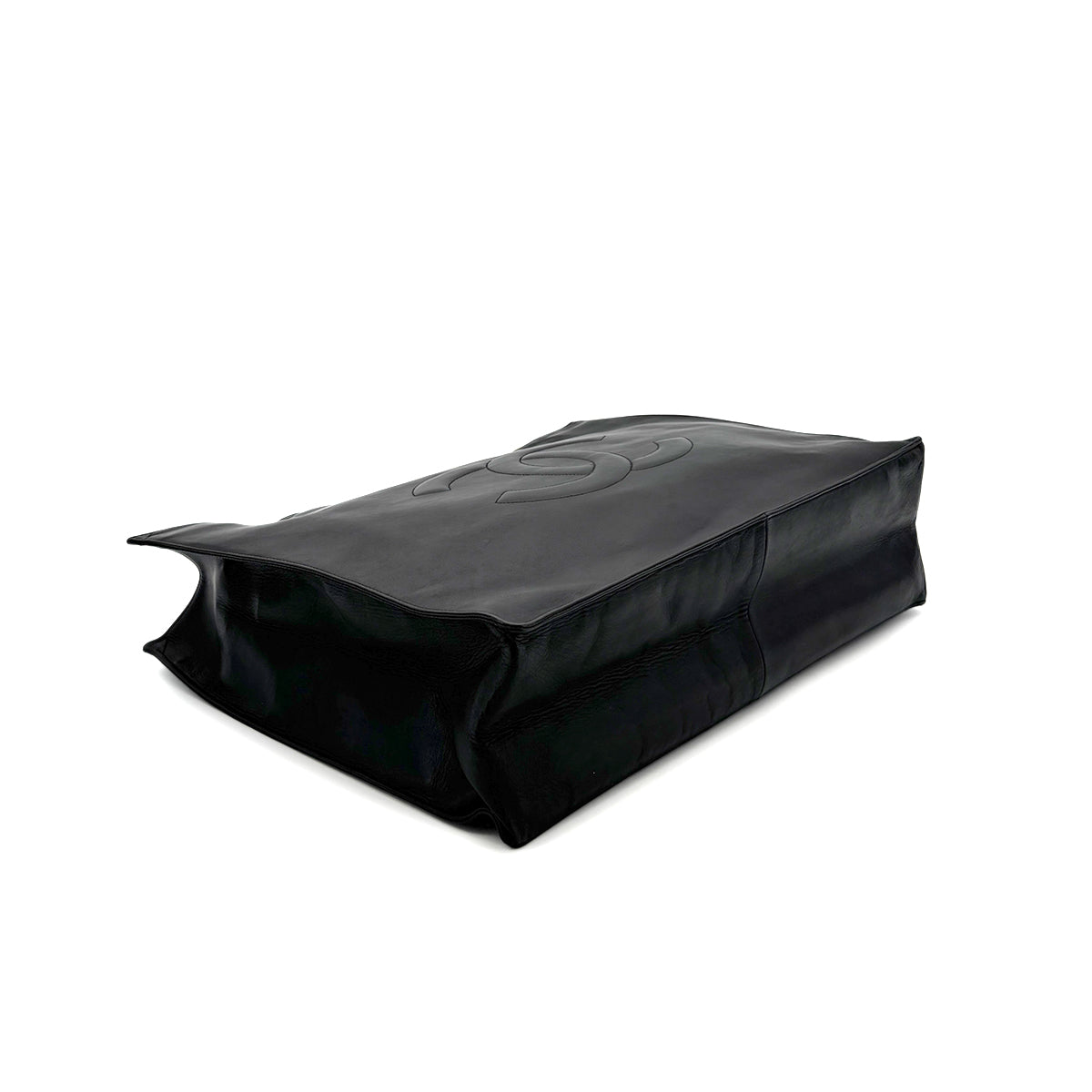 CHANEL VINTAGE BIGCOCO CHAIN TOTE BAG BLACK LAMB SKIN 90279792