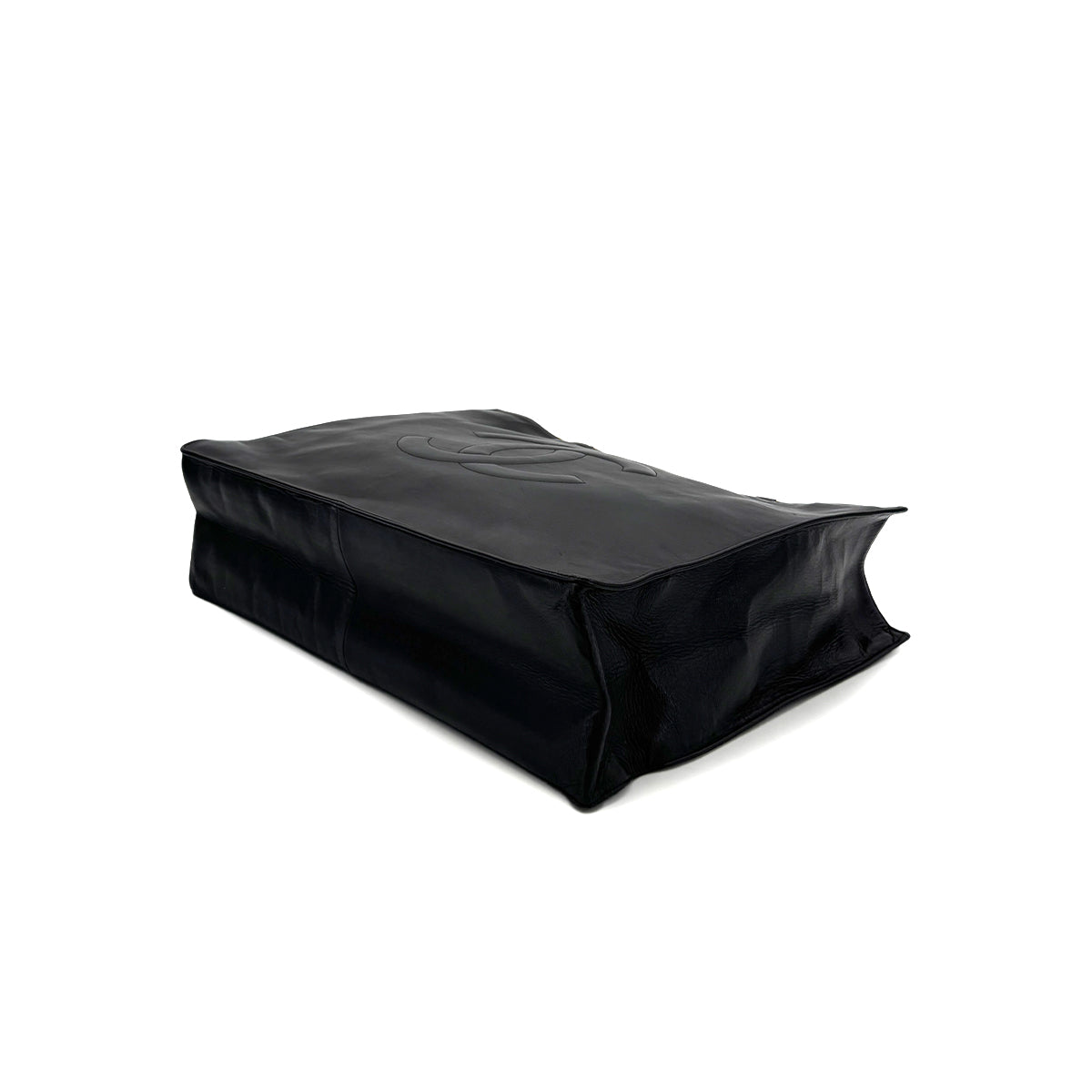 CHANEL VINTAGE BIGCOCO CHAIN TOTE BAG BLACK LAMB SKIN 90279792