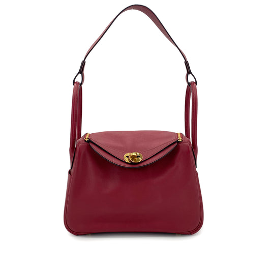 HERMES LINDY 26 ROUGE GRENADE EVERCOLOR SHOULDER BAG U GHW 90279795