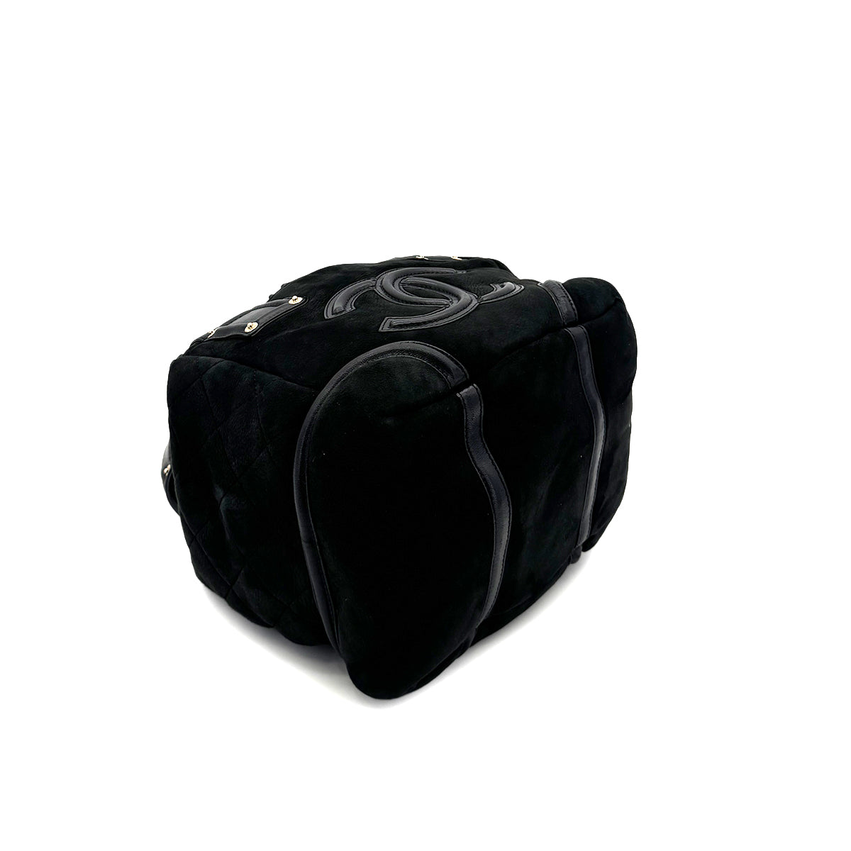 CHANEL VINTAGE COCOMARK MOUTON HAND BAG BLACK SUEDE LEATHER 90279796