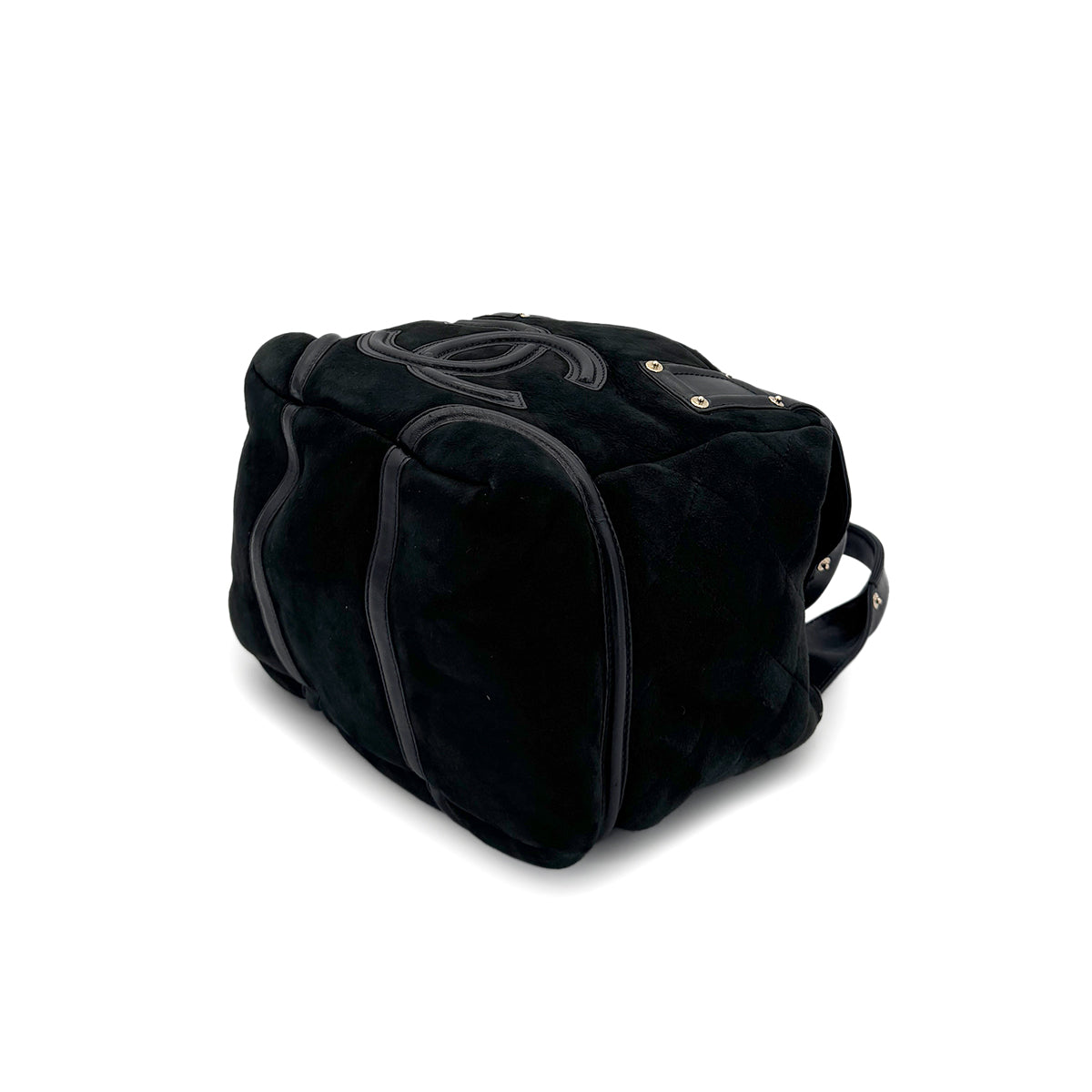 CHANEL VINTAGE COCOMARK MOUTON HAND BAG BLACK SUEDE LEATHER 90279796