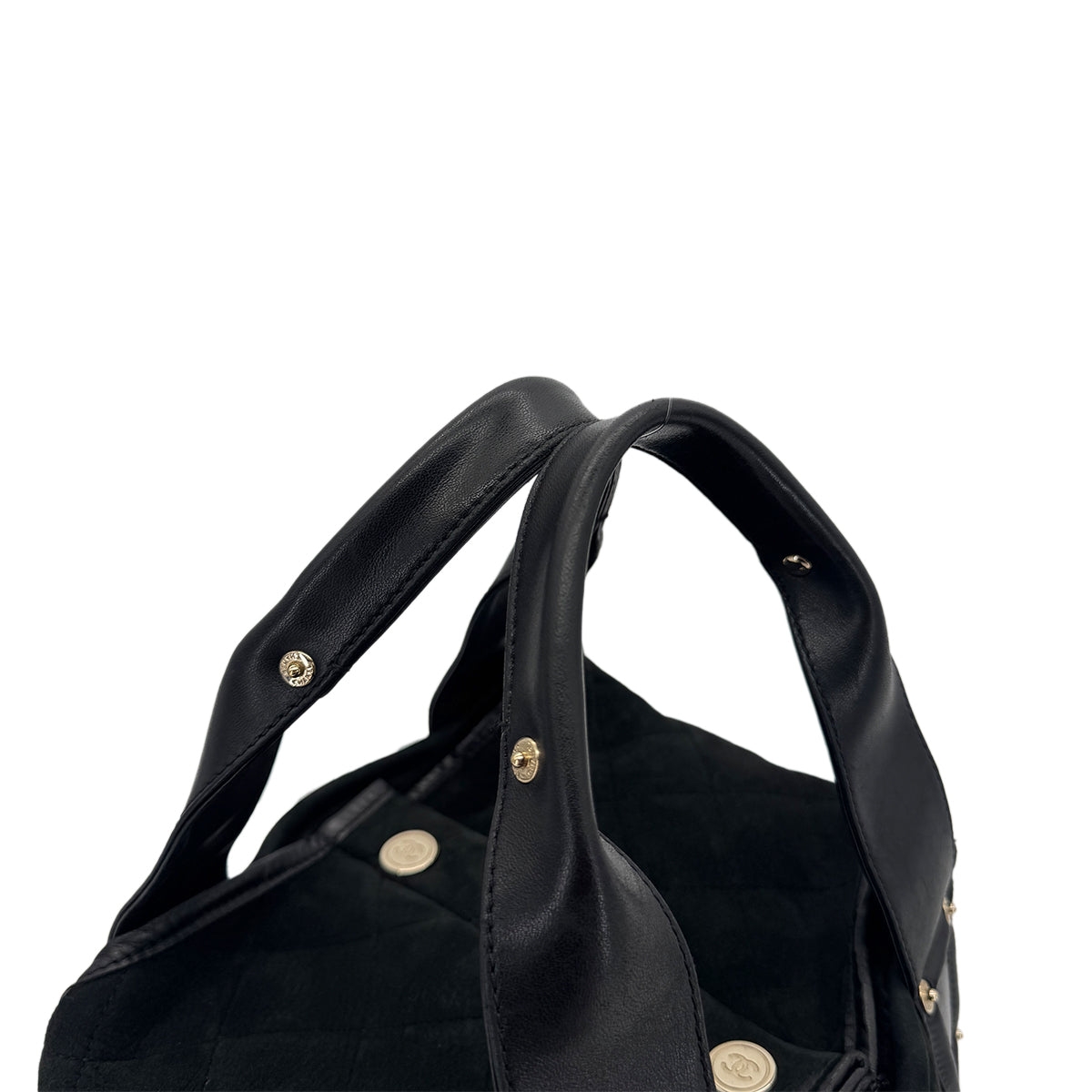 CHANEL VINTAGE COCOMARK MOUTON HAND BAG BLACK SUEDE LEATHER 90279796