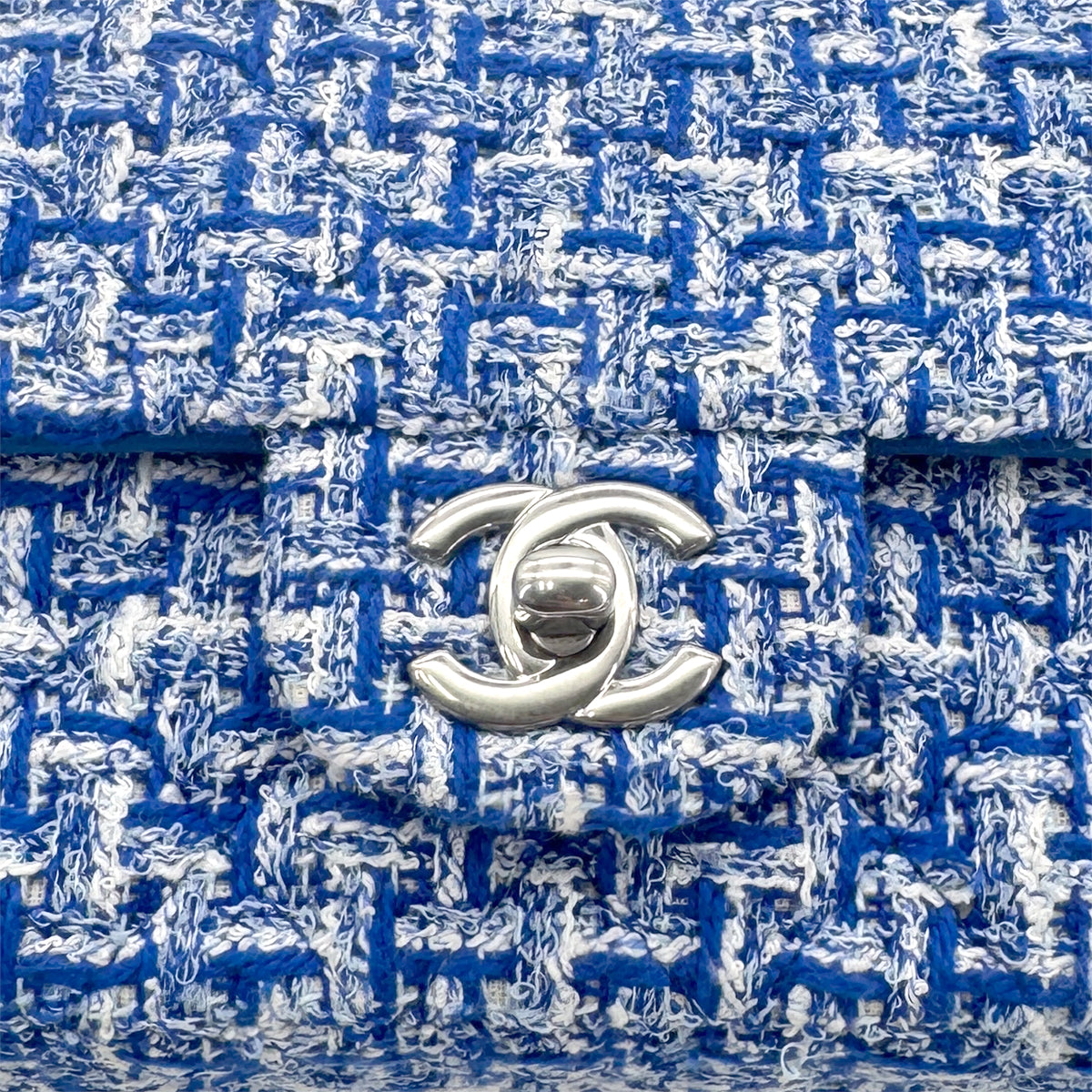 CHANEL MINI MATELASSE CHAIN SHOULDER BAG BLUE TWEED 90279798