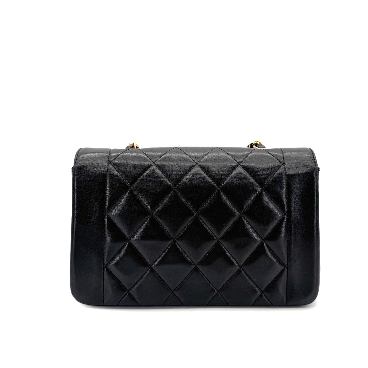 CHANEL VINTAGE DIANA SMALL CHAIN SHOULDER BAG BLACK LAMB SKIN 90279801