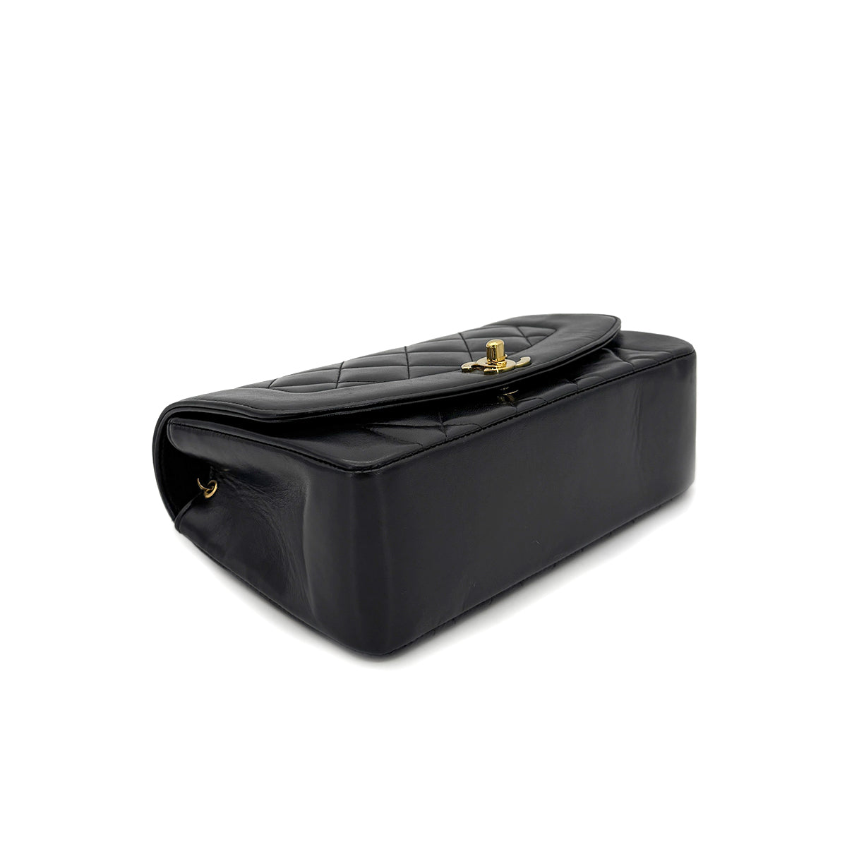 CHANEL VINTAGE DIANA SMALL CHAIN SHOULDER BAG BLACK LAMB SKIN 90279801