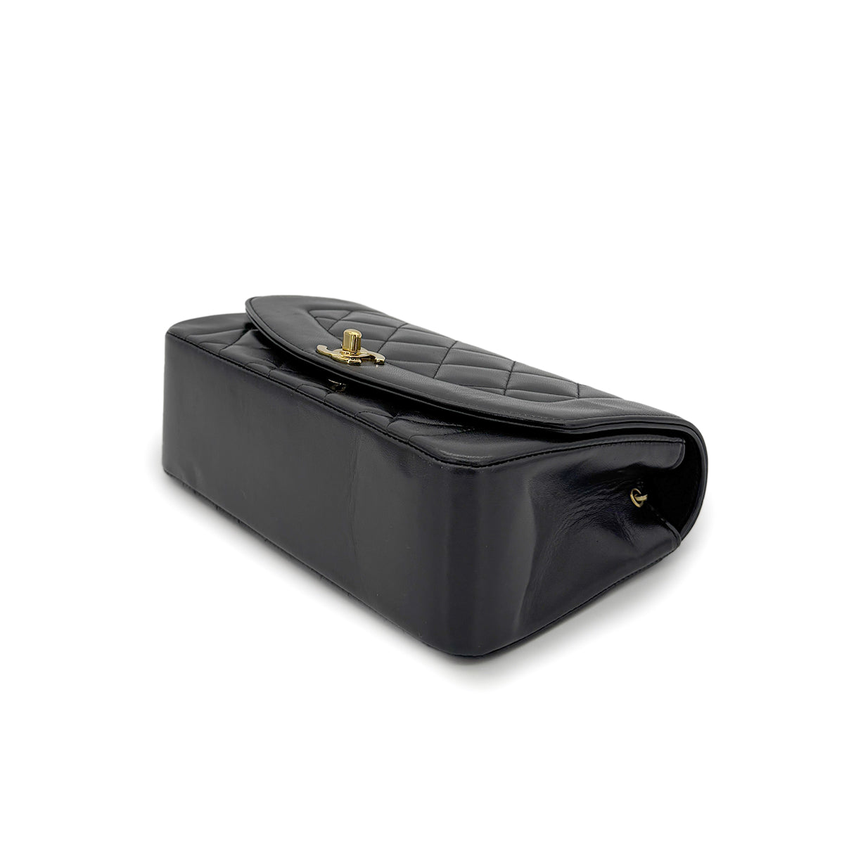 CHANEL VINTAGE DIANA SMALL CHAIN SHOULDER BAG BLACK LAMB SKIN 90279801