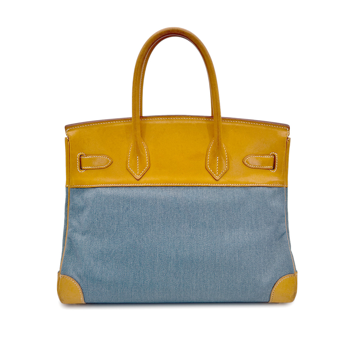 HERMES BIRKIN 30 NATUREL BLUE VALENIA TOILE JEAN HAND BAG 〇Z GHW 90279802