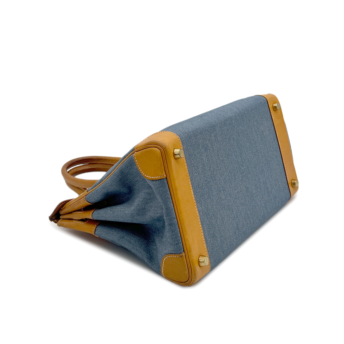 HERMES BIRKIN 30 NATUREL BLUE VALENIA TOILE JEAN HAND BAG 〇Z GHW 90279802