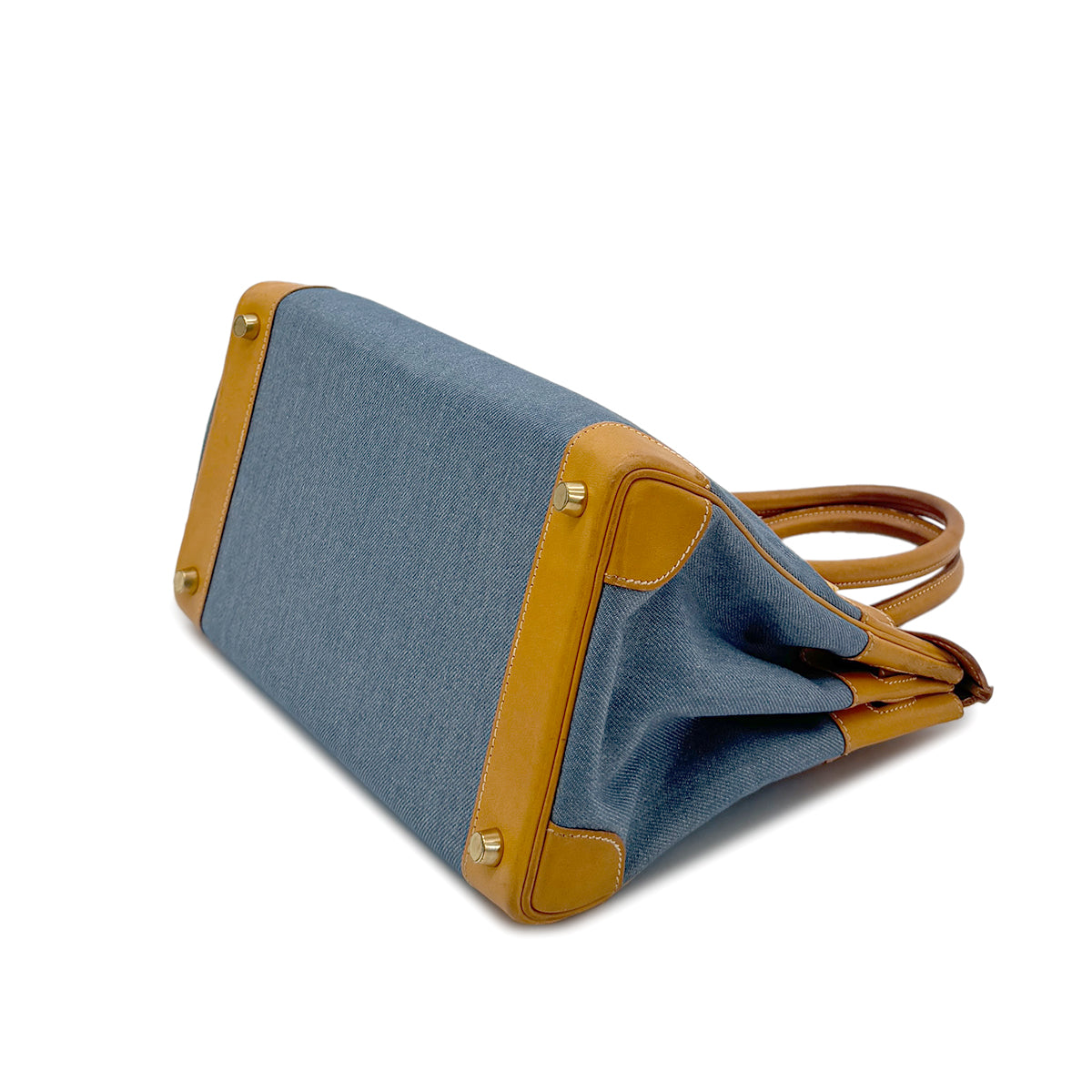 HERMES BIRKIN 30 NATUREL BLUE VALENIA TOILE JEAN HAND BAG 〇Z GHW 90279802