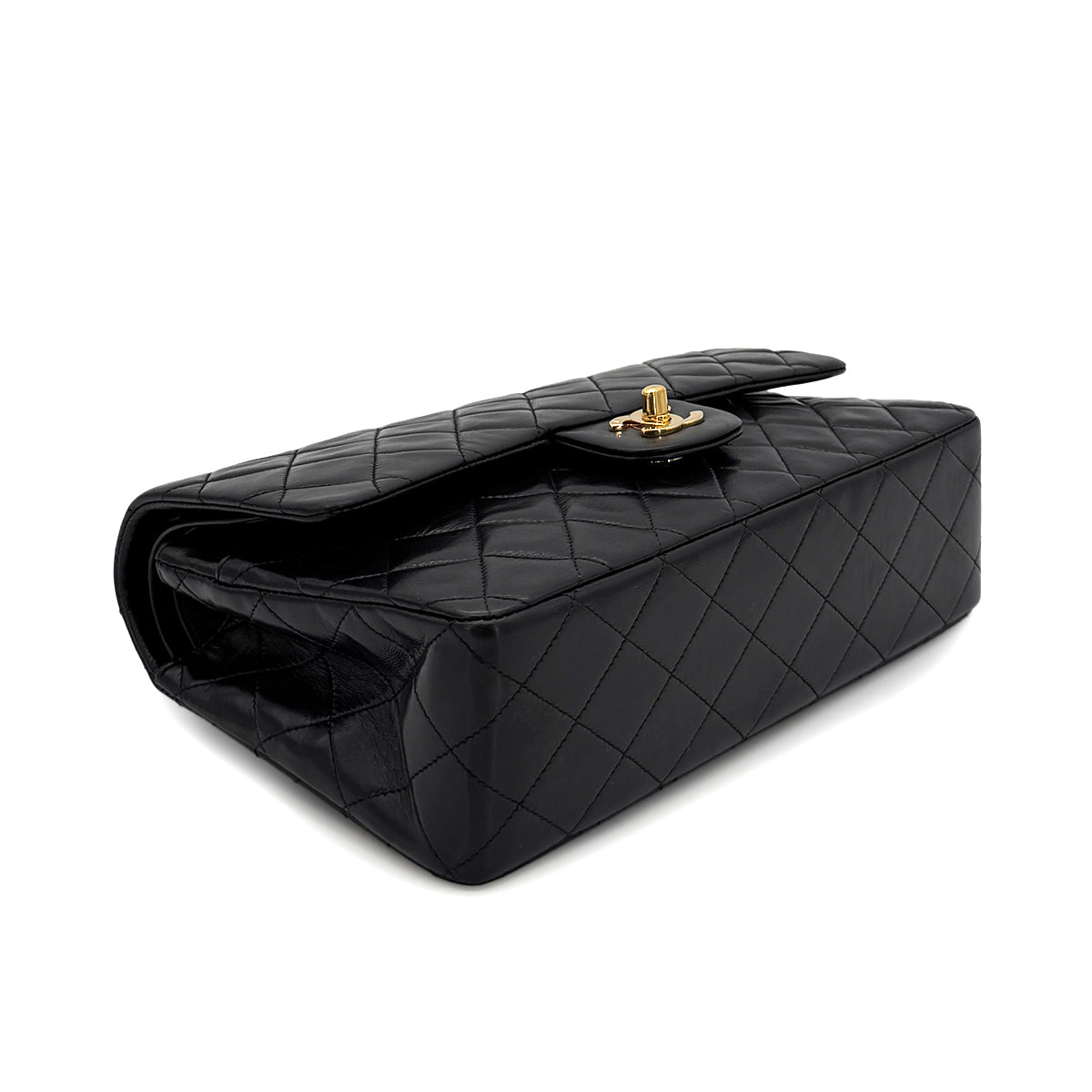 CHANEL VINTAGE CLASSIC FLAP MEDIUM CHAIN SHOULDER BAG BLACK LAMB SKIN 90279804