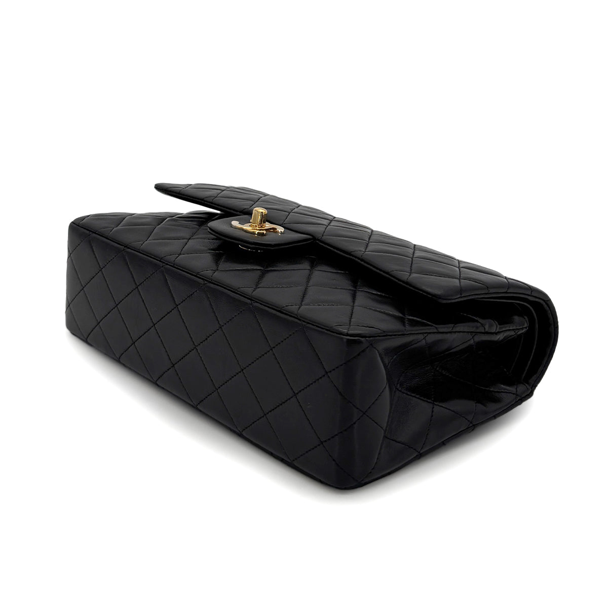 CHANEL VINTAGE CLASSIC FLAP MEDIUM CHAIN SHOULDER BAG BLACK LAMB SKIN 90279804