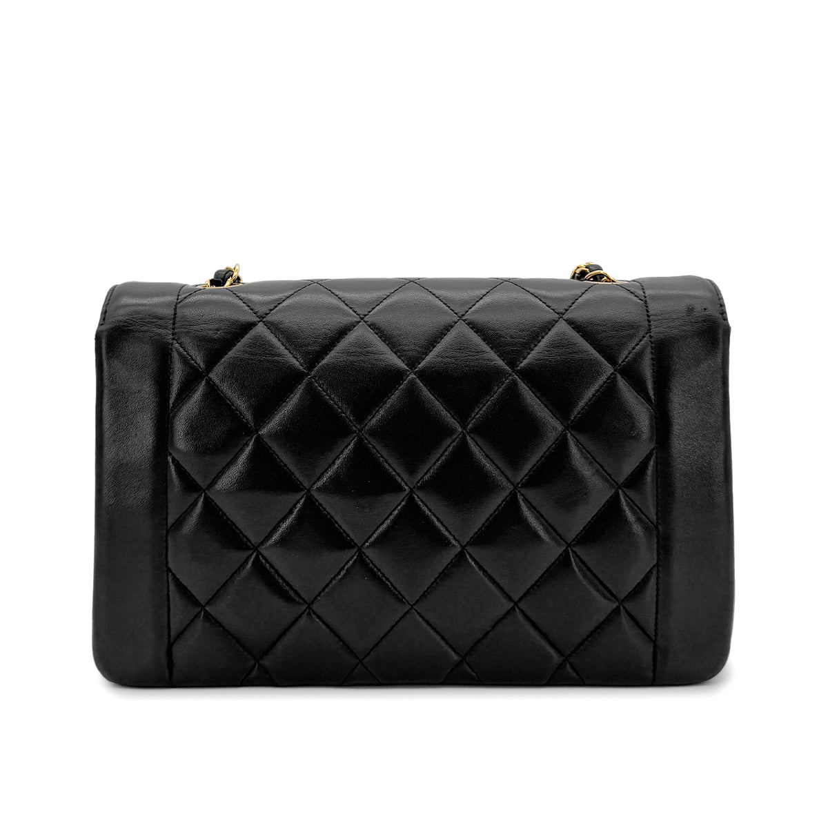 CHANEL VINTAGE DIANA MEDIUM CHAIN SHOULDER BAG BLACK LAMB SKIN 90279812