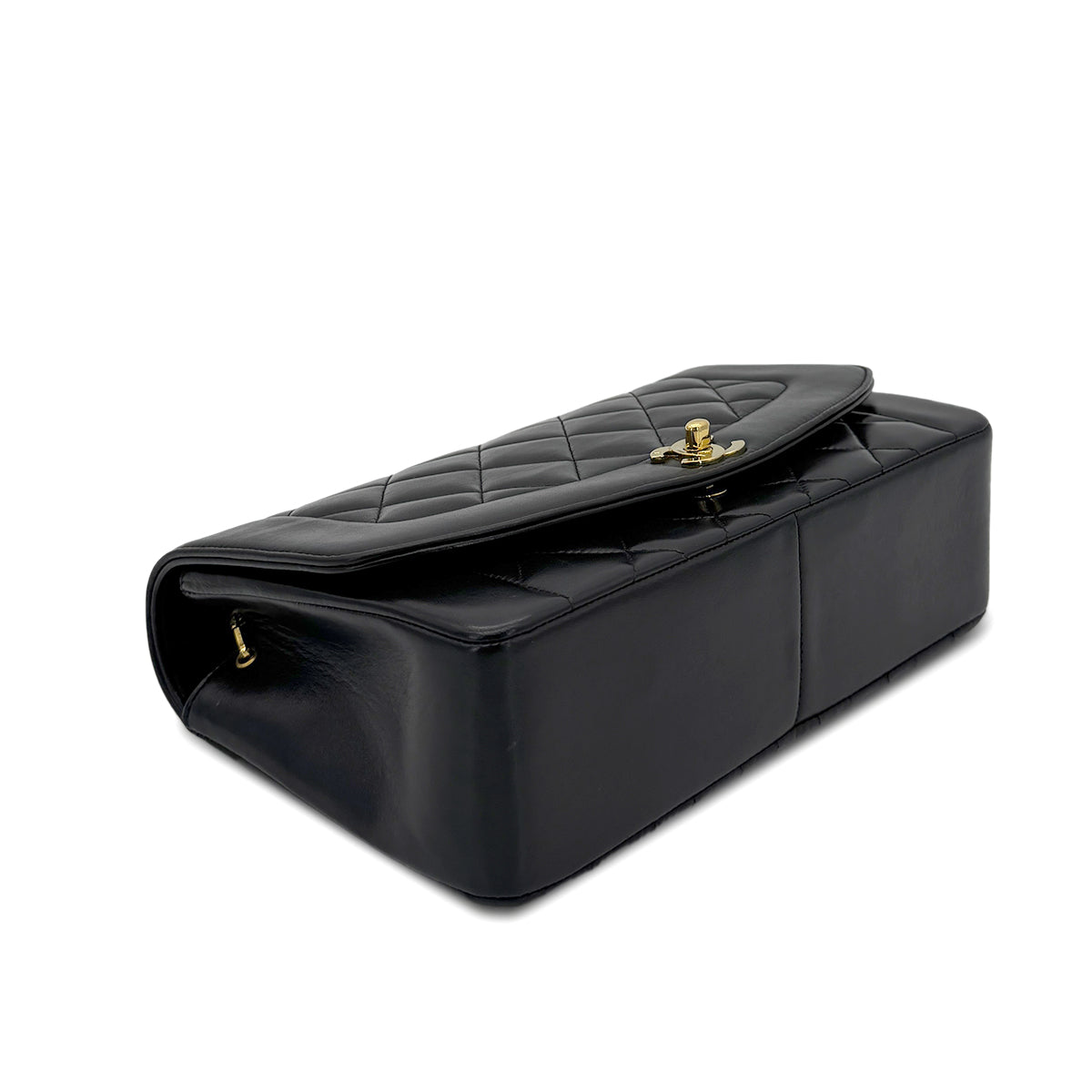 CHANEL VINTAGE DIANA MEDIUM CHAIN SHOULDER BAG BLACK LAMB SKIN 90279812