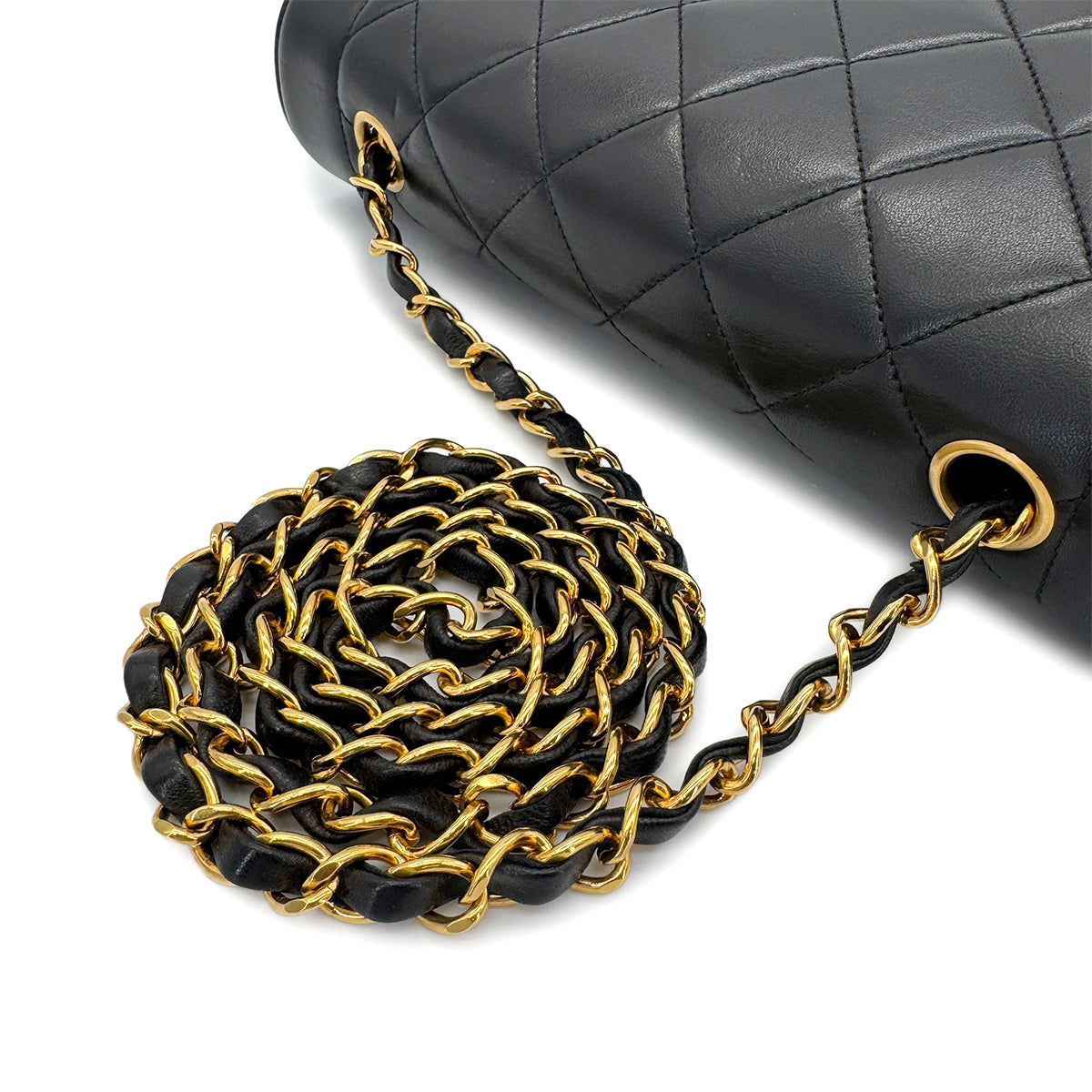 CHANEL VINTAGE DIANA MEDIUM CHAIN SHOULDER BAG BLACK LAMB SKIN 90279812