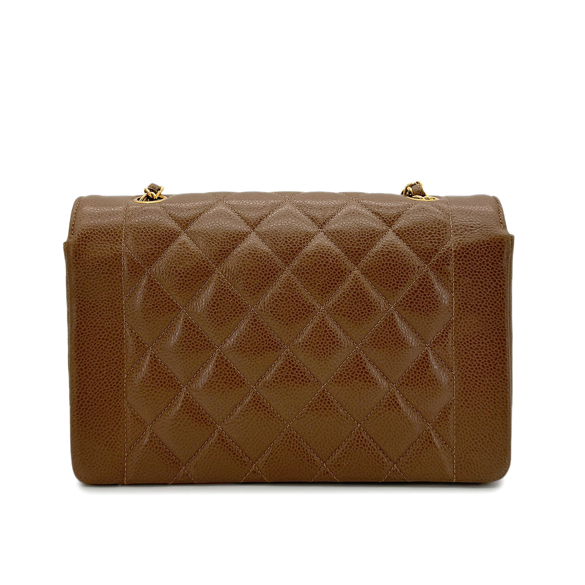 CHANEL VINTAGE DIANA MEDIUM CHAIN SHOULDER BAG BROWN CAVIAR SKIN 90279814