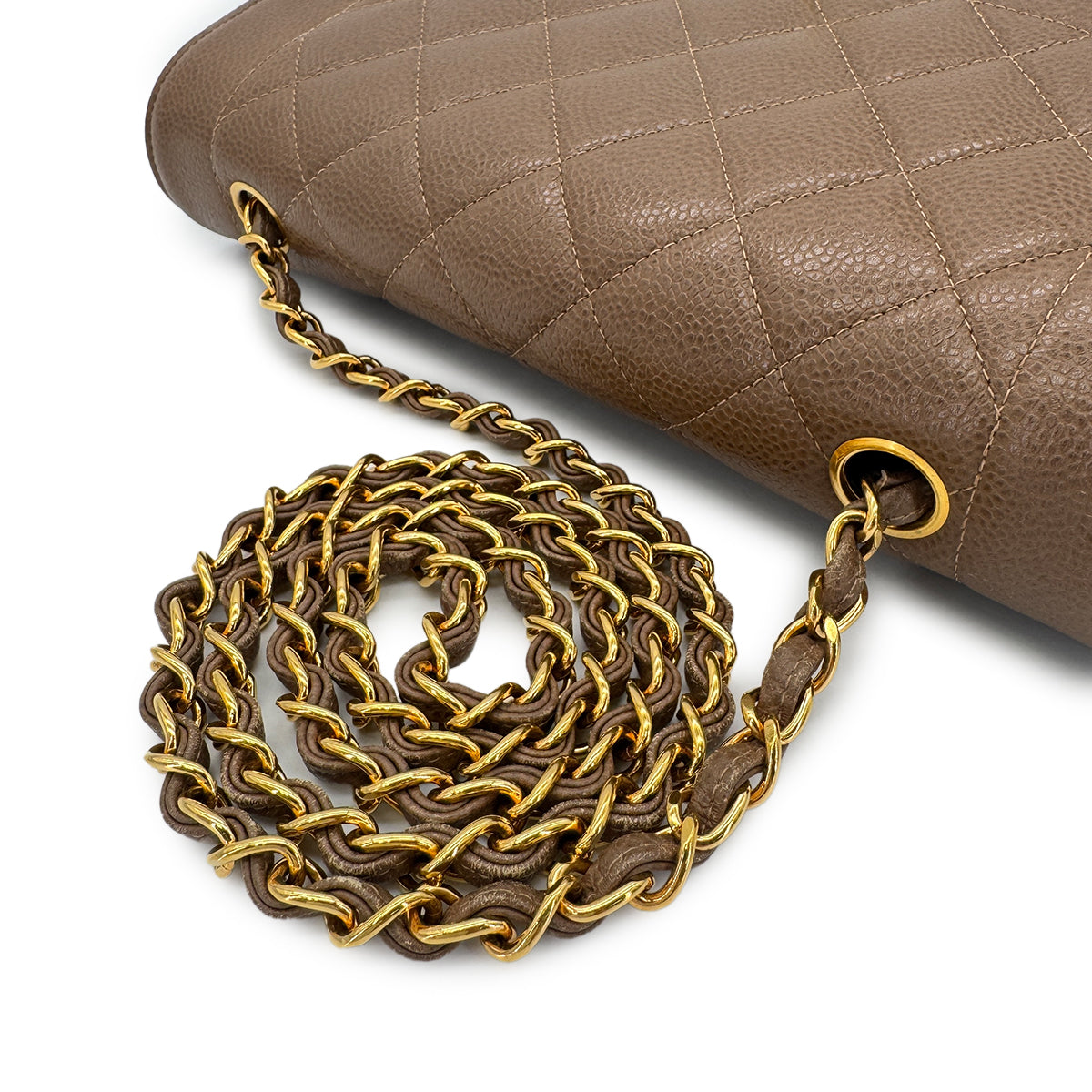 CHANEL VINTAGE DIANA MEDIUM CHAIN SHOULDER BAG BROWN CAVIAR SKIN 90279814