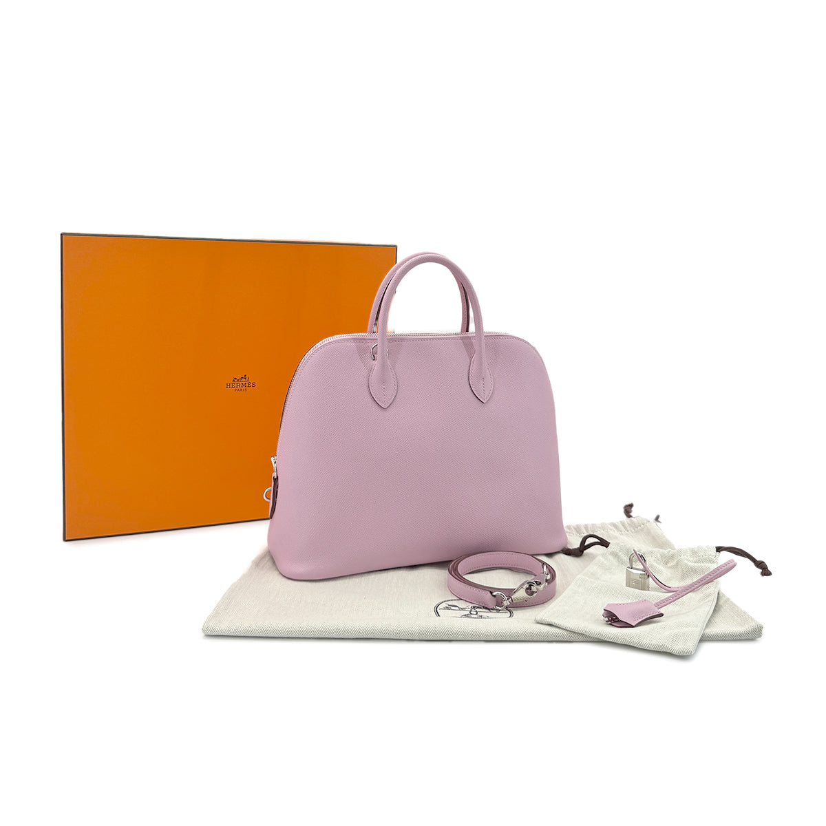 HERMES BOLIDE 1923 30 MAUVE SYLVESTRE VEAU EPSOM HAND SHOULDER BAG U SHW 90279821