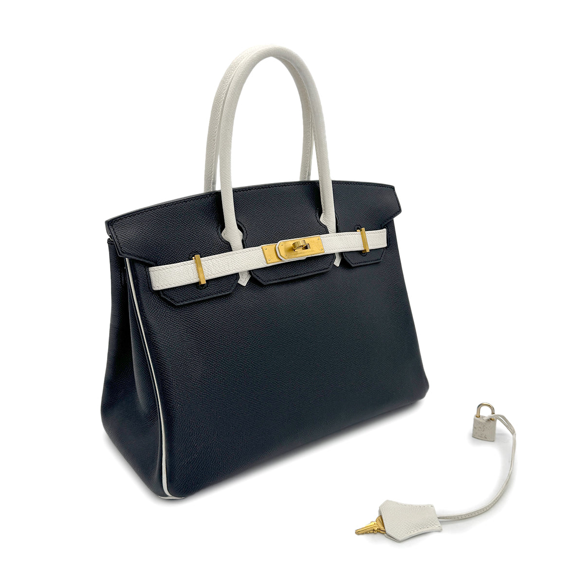 HERMES BIRKIN 30 BLACK WHITE VEAU EPSOM HAND BAG A GHW SPO 90279825