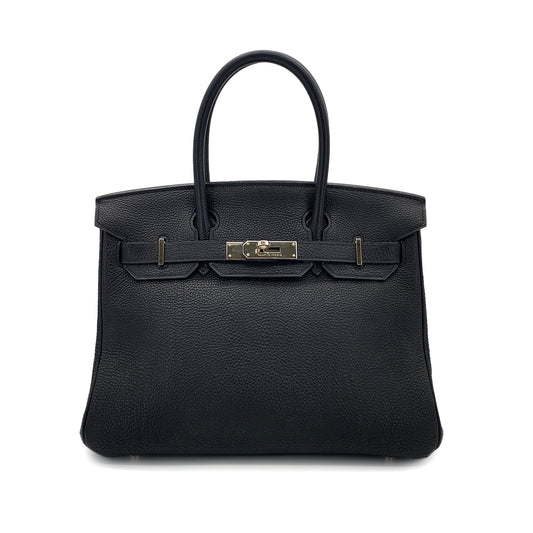 HERMES BIRKIN 30 BLACK TOGO HAND BAG □H SHW 90279827