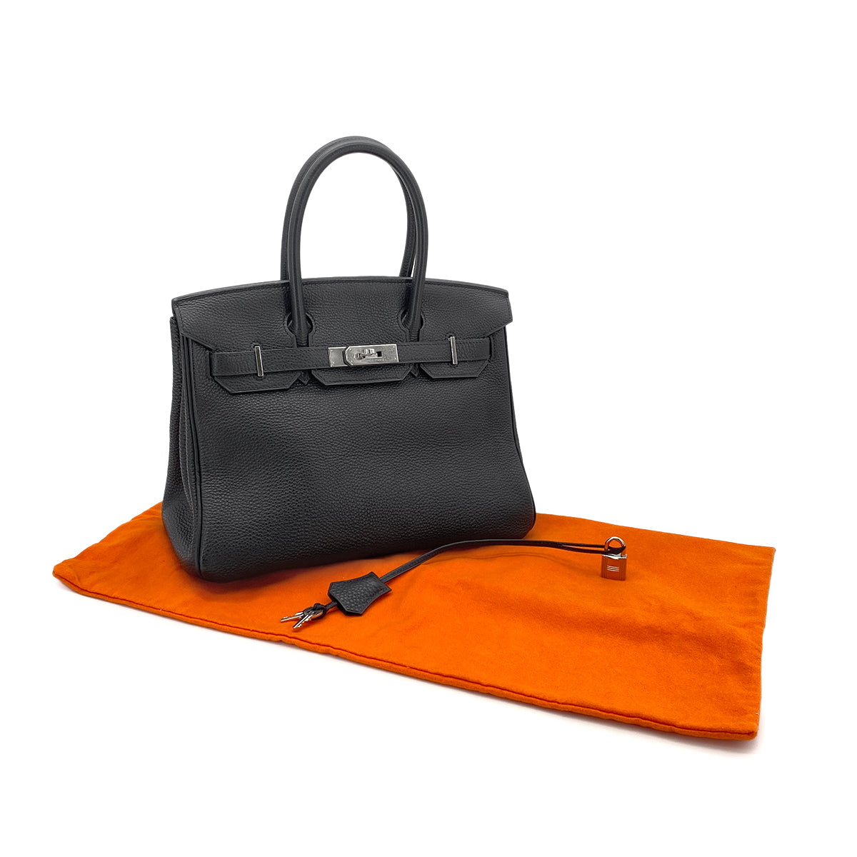 HERMES BIRKIN 30 BLACK TOGO HAND BAG □H SHW 90279827