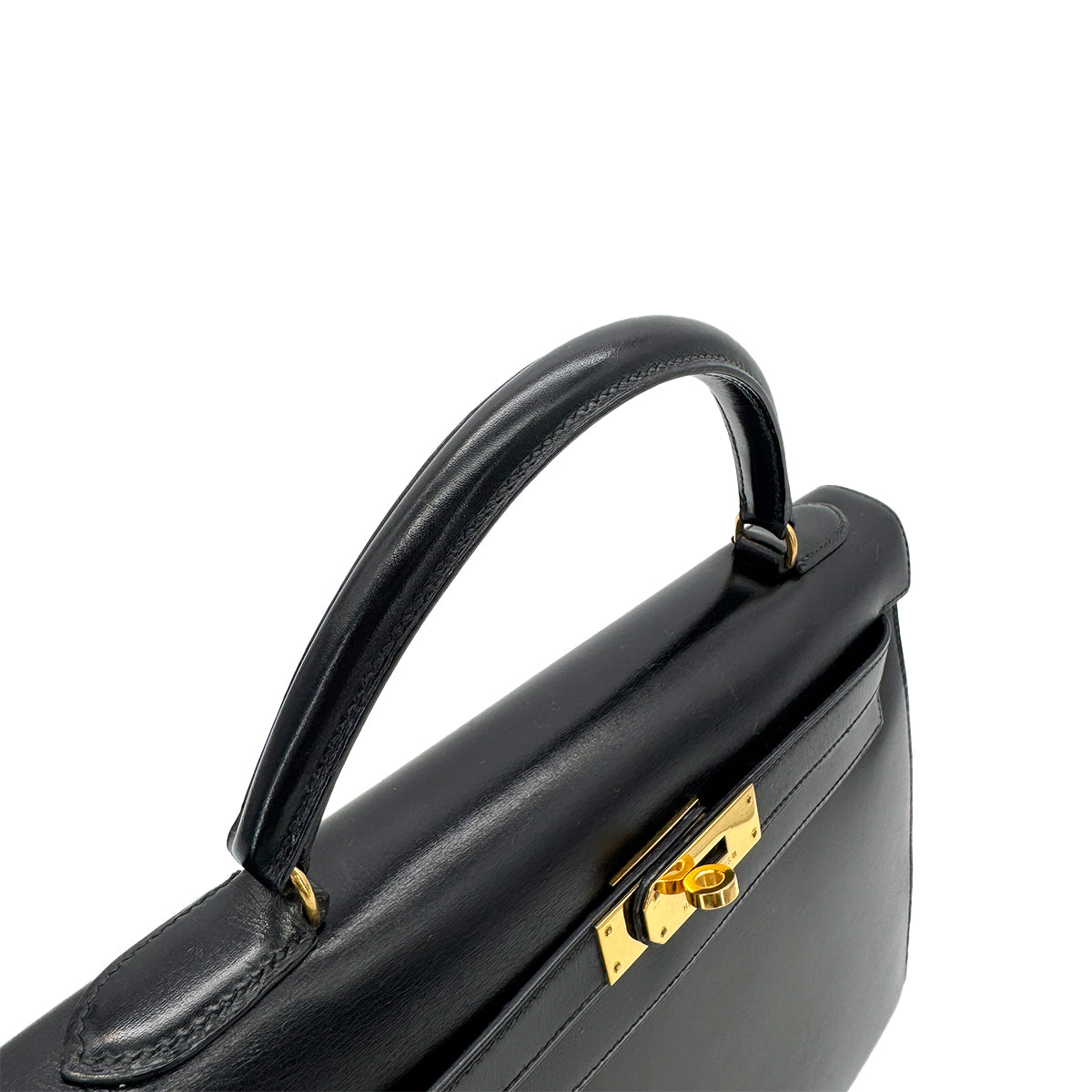 HERMES KELLY 32 SELLIER BLACK BOXCALF HAND SHOULDER BAG 〇U GHW 90279828