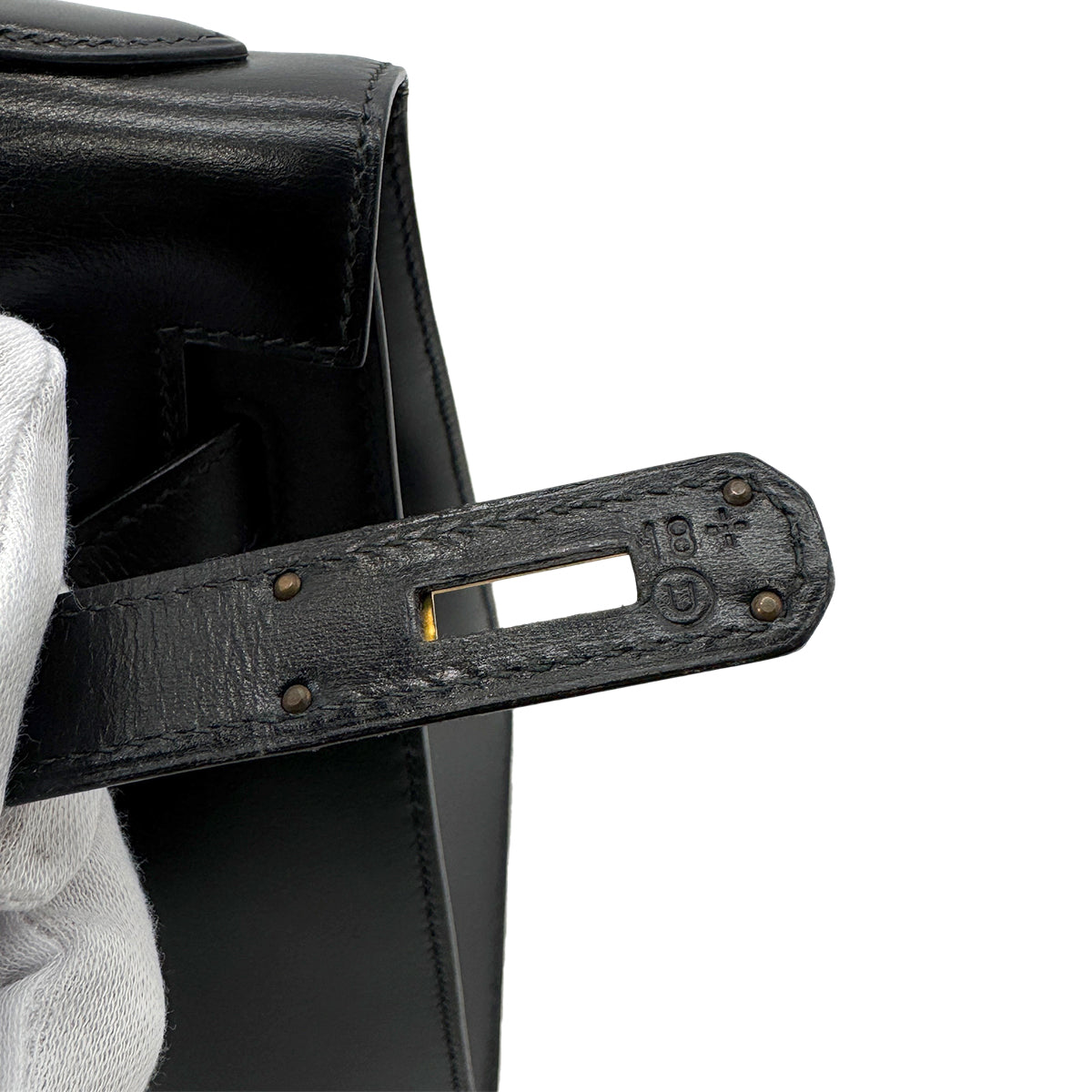 HERMES KELLY 32 SELLIER BLACK BOXCALF HAND SHOULDER BAG 〇U GHW 90279828