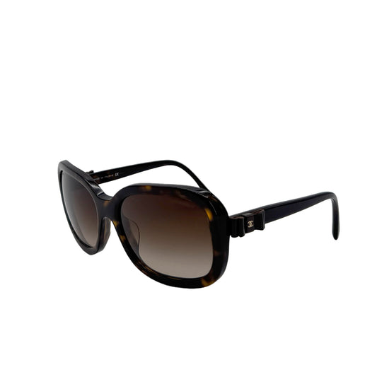 CHANEL VINTAGE SUNGLASSES COCOMARK RIBBON TORTOISESHELL BROWN EYEWEAR 90279928
