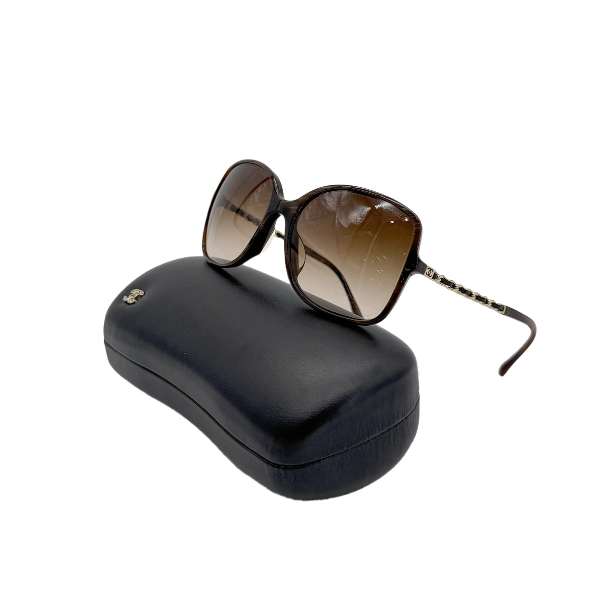 CHANEL VINTAGE SUNGLASSES COCOMARK CHAIN BROWN EYEWEAR 90279934