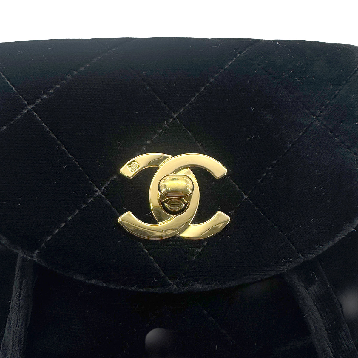 CHANEL VINTAGE DUMA CHAIN BACKPACK BLACK VELOR 90279938