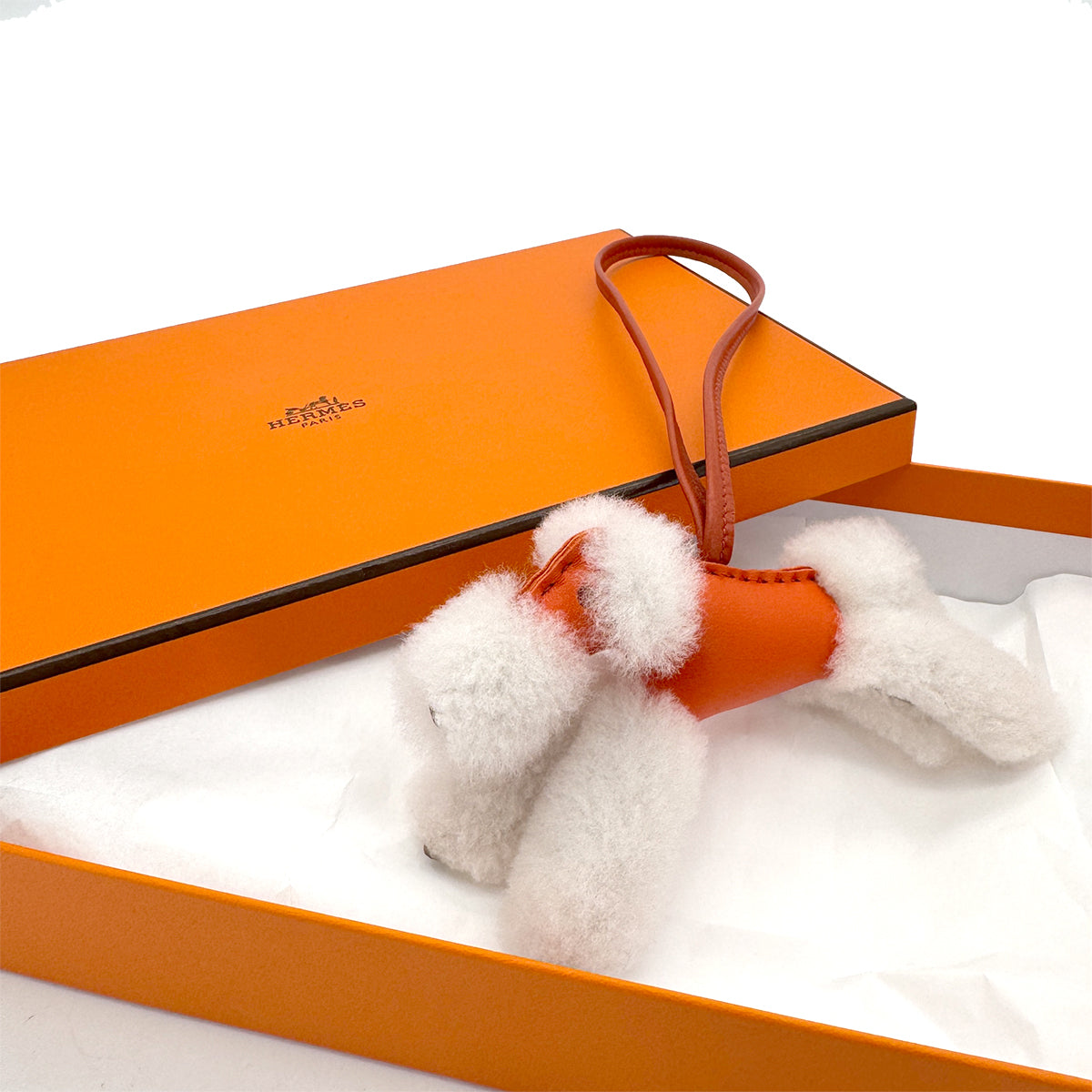 HERMES BUDY CHARM ROSE TEXAS CORNALINE ECRU AGNEAU MILO MOUTON 90279942