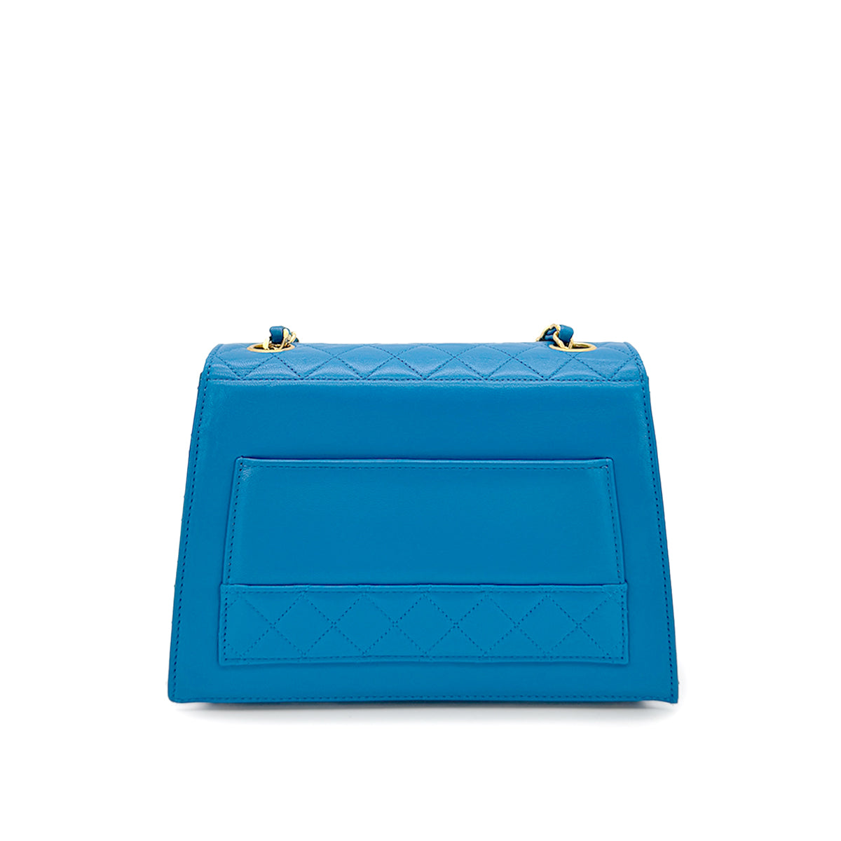 CHANEL VINTAGE MATELASSE CHAIN SHOULDER BAG BLUE LAMB SKIN 90279944