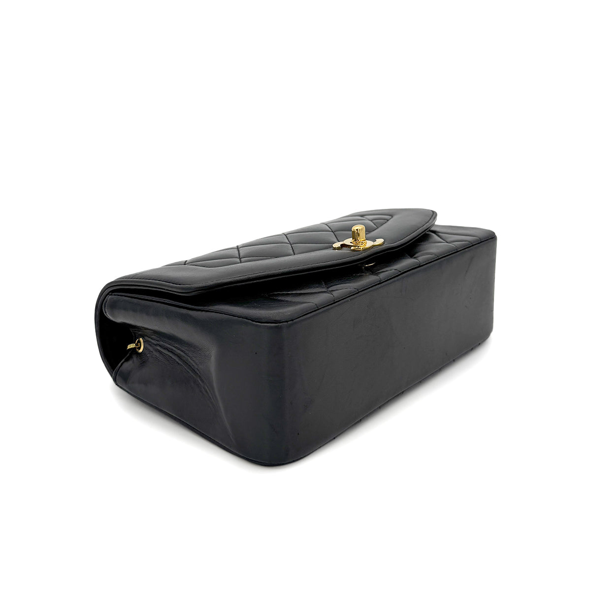 CHANEL VINTAGE DIANA SMALL CHAIN SHOULDER BAG BLACK LAMB SKIN 90279948