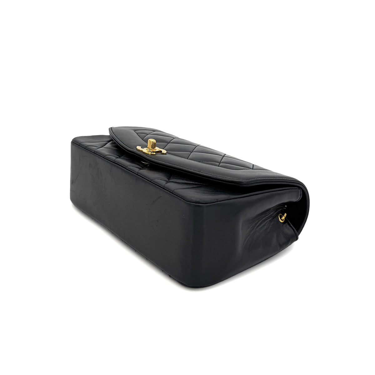 CHANEL VINTAGE DIANA SMALL CHAIN SHOULDER BAG BLACK LAMB SKIN 90279948