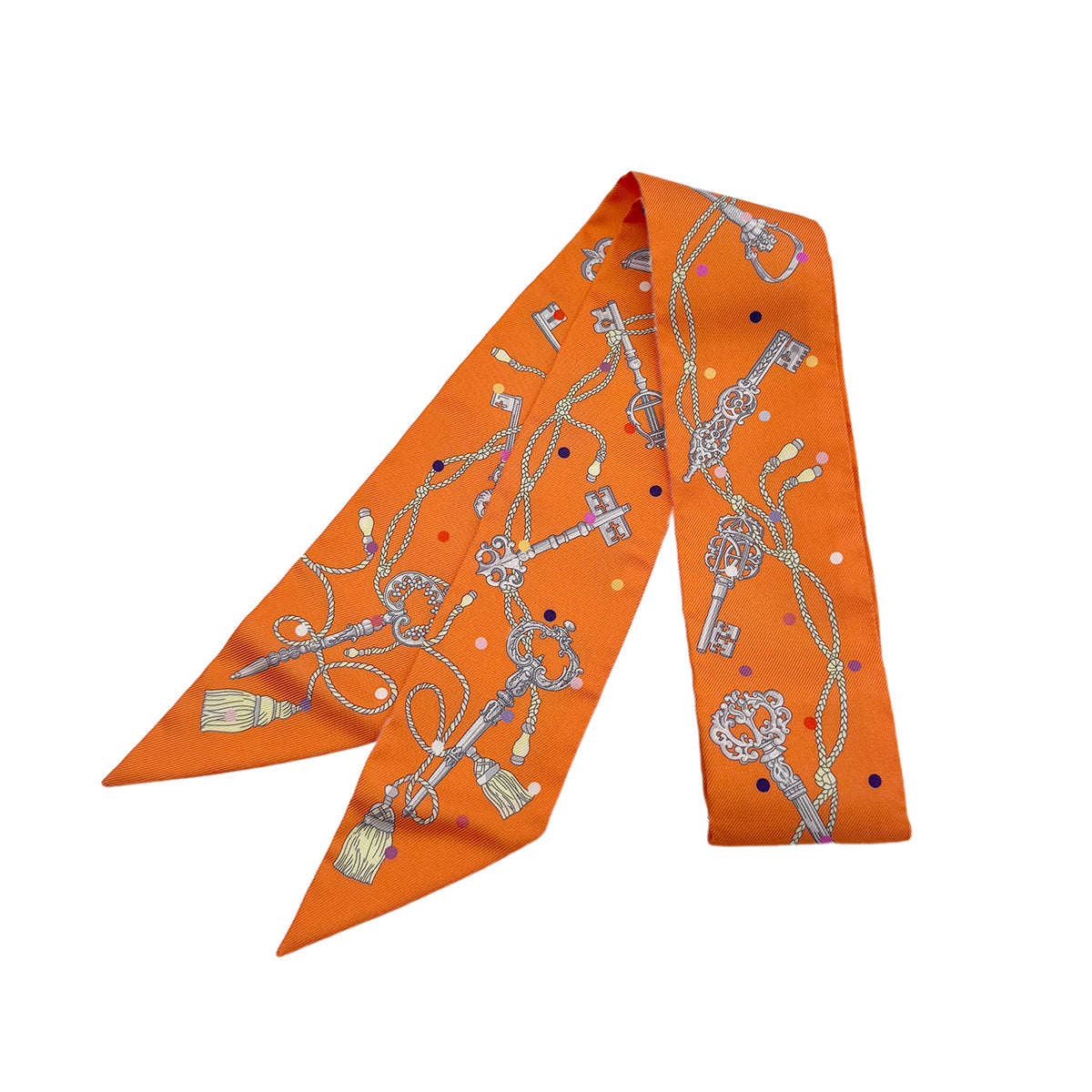 HERMES TWILLY LES CLES A POIS SCARF MULTICOLOR SILK 90279963