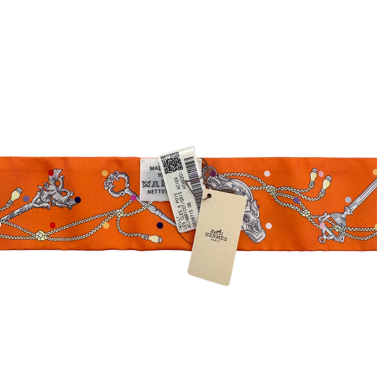 HERMES TWILLY LES CLES A POIS SCARF MULTICOLOR SILK 90279963