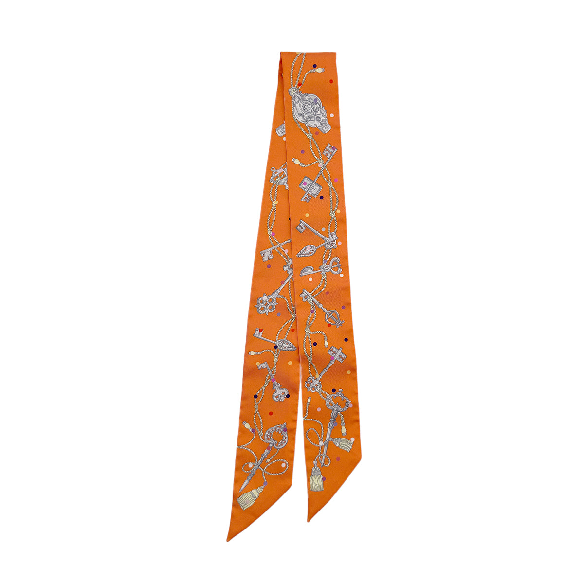 HERMES TWILLY LES CLES A POIS SCARF MULTICOLOR SILK 90279977