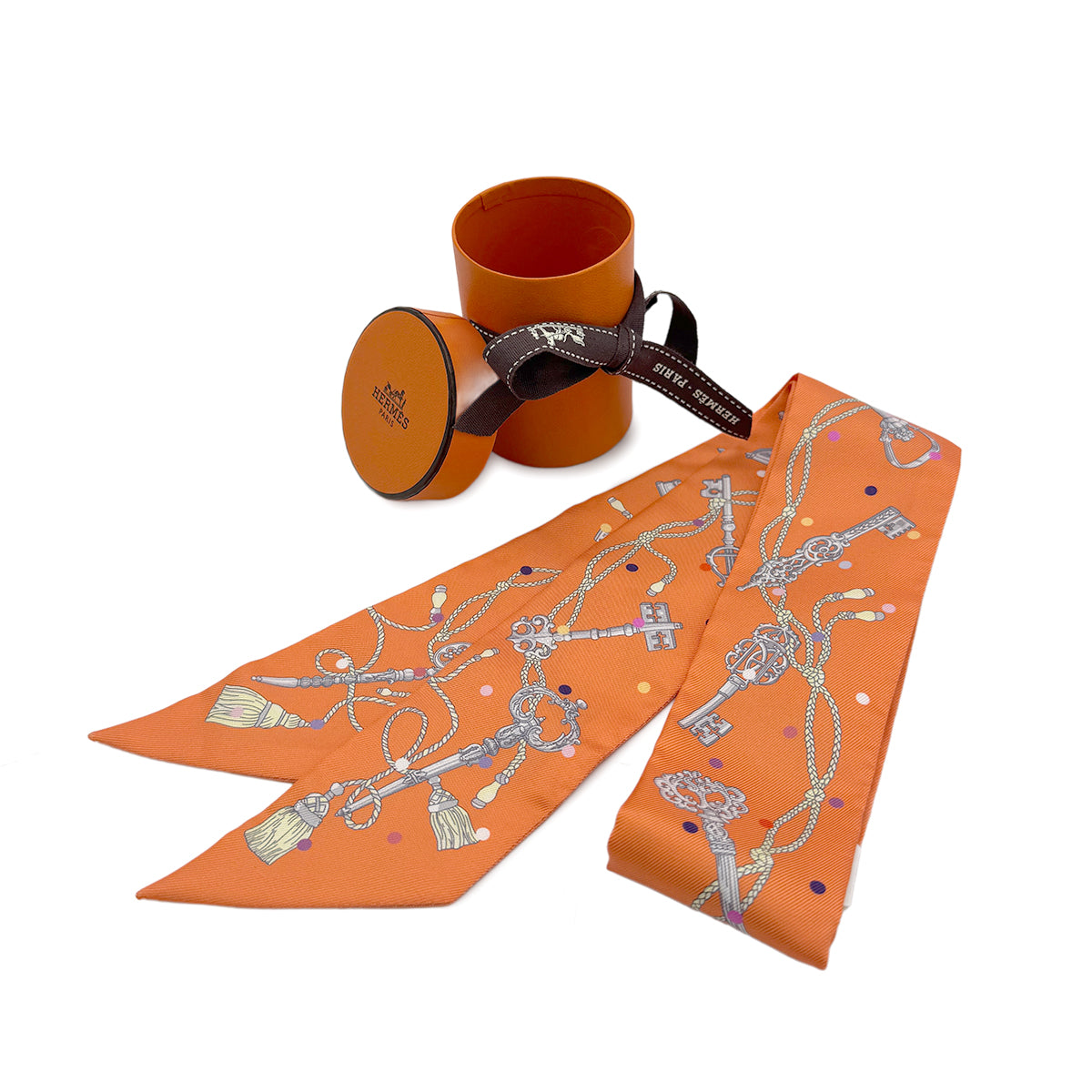 HERMES TWILLY LES CLES A POIS SCARF MULTICOLOR SILK 90279977