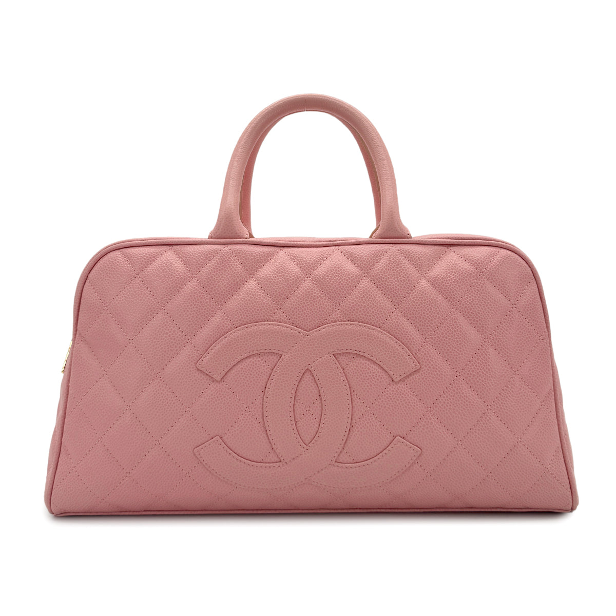 CHANEL VINTAGE MATELASSE COCOMARK BOSTON HAND BAG PINK CAVIAR SKIN 90280285