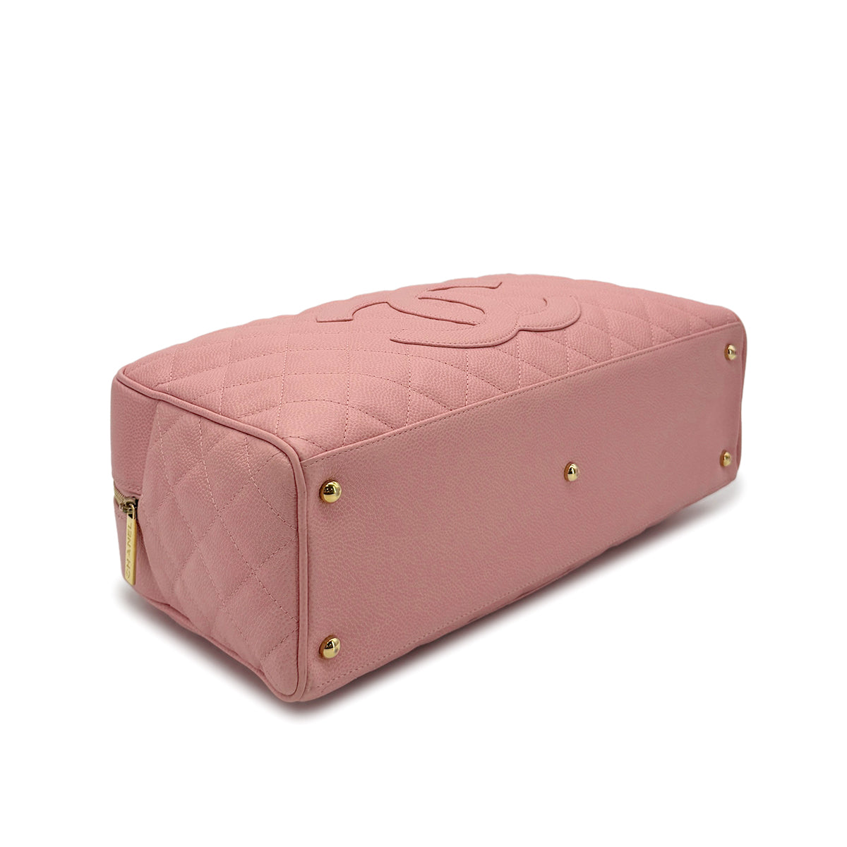 CHANEL VINTAGE MATELASSE COCOMARK BOSTON HAND BAG PINK CAVIAR SKIN 90280285