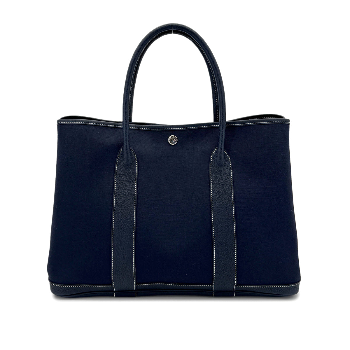 HERMES GARDEN PARTY PM BLUE INDIGO TOILE OFFICIER NEGONDA HAND BAG □I 90280287